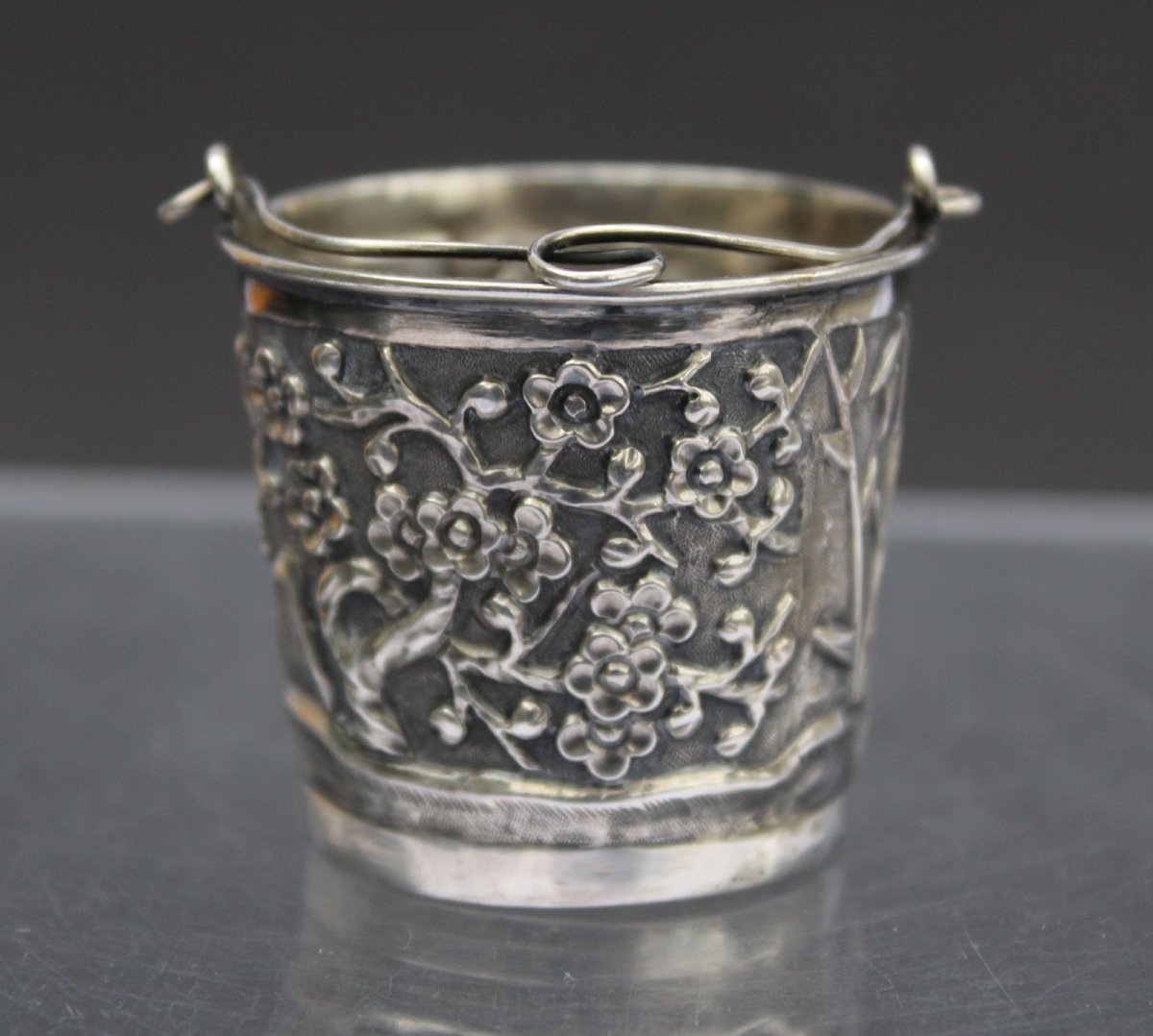 Antique Chinese Export Silver Tea Strainer, Go Players -photo-4