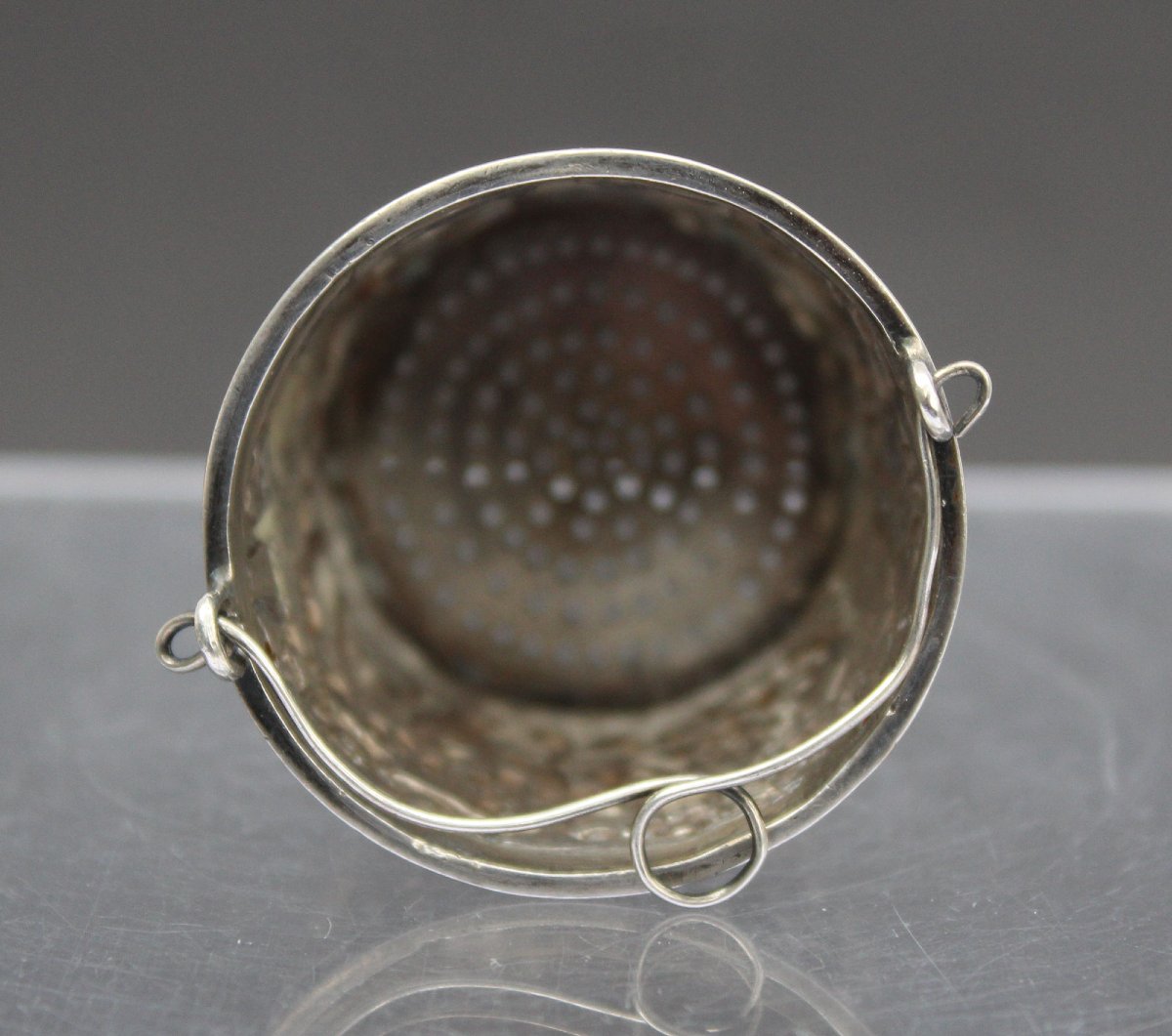 Antique Chinese Export Silver Tea Strainer, Go Players -photo-1