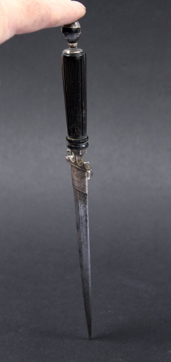 Antique Tuareg Dagger With Engraved Blade And Ebony Handle, Late 19th Century-photo-3