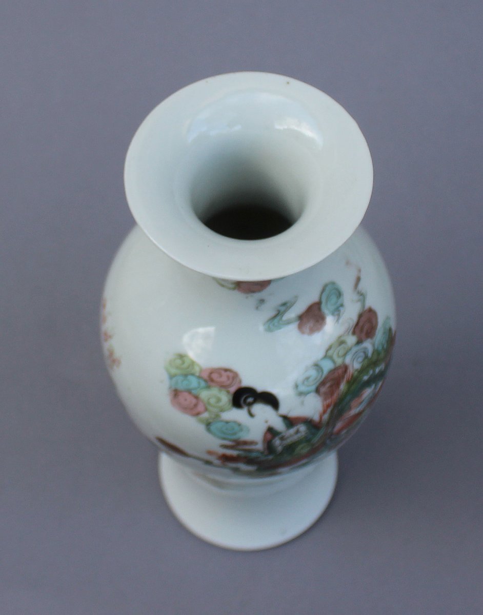 Vase Chinois Ancien en Porcelaine Famille Rose avec Dame et Phénix, Guangxu (1880–1900)-photo-3