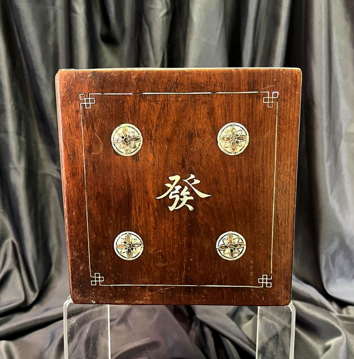 Antique Chinese Mahjong Set Bone & Bamboo Tiles In Hardwood Case, Complete-photo-2