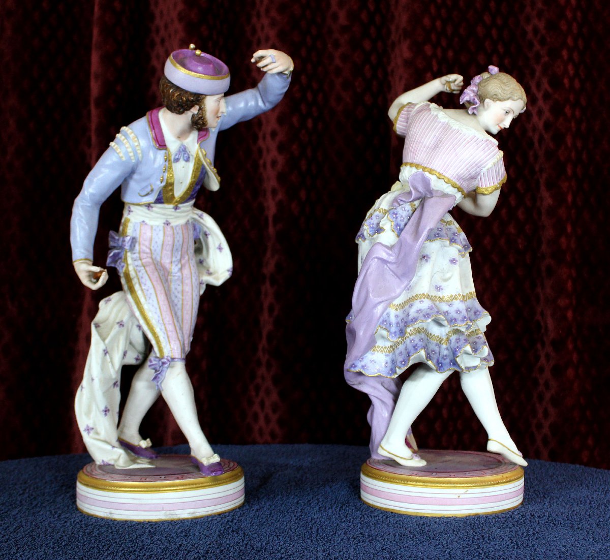 Paire Ancienne en Porcelaine Biscuit Française Vion & Baury – Danseurs Espagnols, 45 cm, XIXᵉ S-photo-2