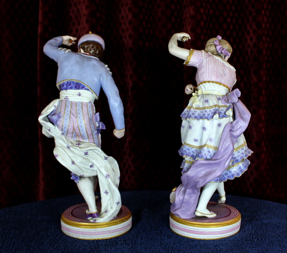 Paire Ancienne en Porcelaine Biscuit Française Vion & Baury – Danseurs Espagnols, 45 cm, XIXᵉ S-photo-3