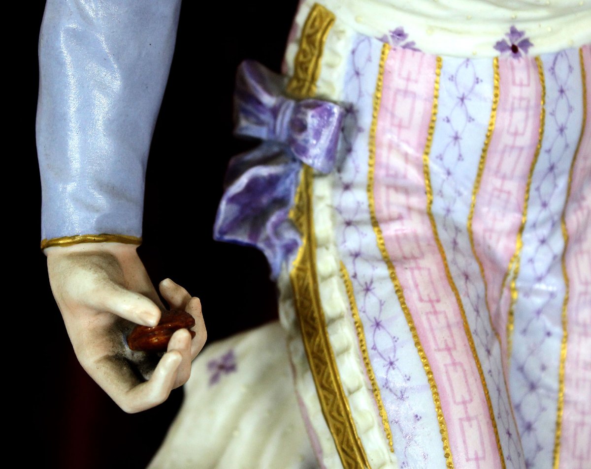 Paire Ancienne en Porcelaine Biscuit Française Vion & Baury – Danseurs Espagnols, 45 cm, XIXᵉ S-photo-3