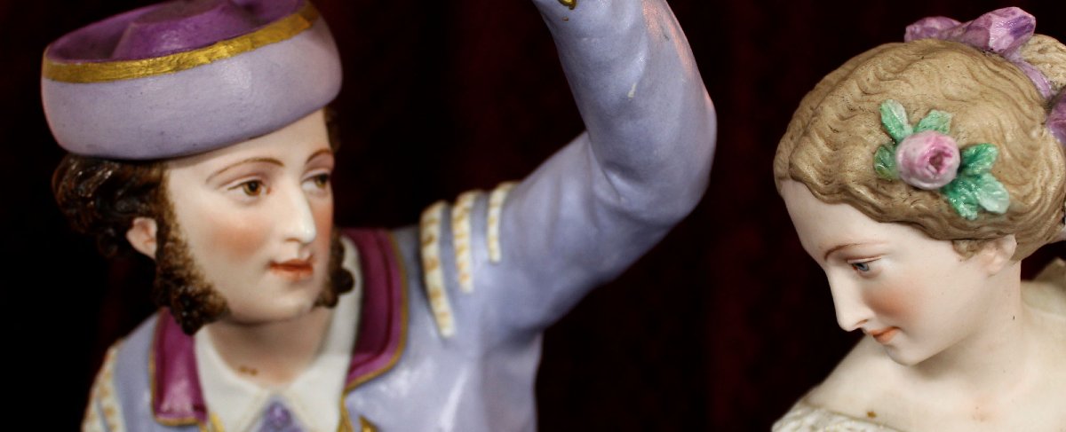 Paire Ancienne en Porcelaine Biscuit Française Vion & Baury – Danseurs Espagnols, 45 cm, XIXᵉ S-photo-4