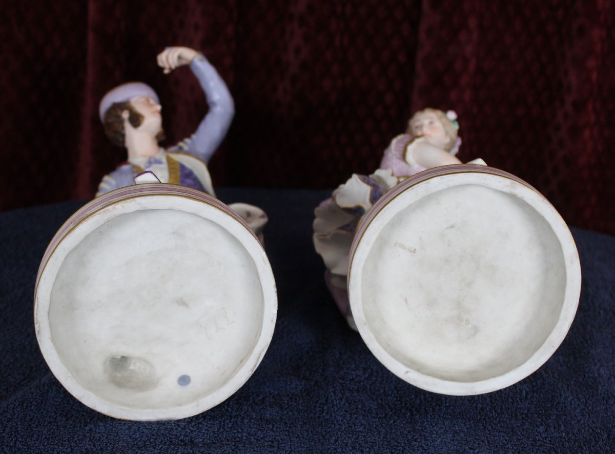 Paire Ancienne en Porcelaine Biscuit Française Vion & Baury – Danseurs Espagnols, 45 cm, XIXᵉ S-photo-6