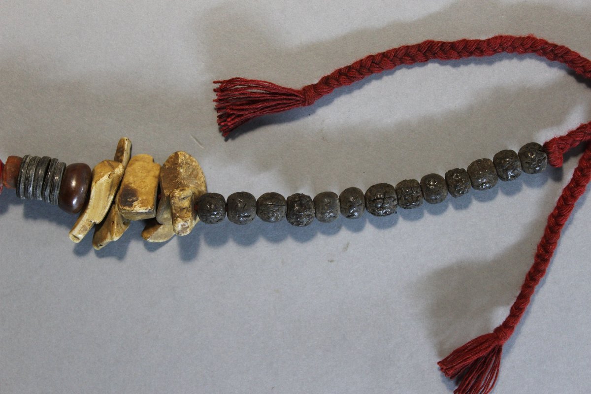 Ancient Himalayan Shamanic Ritual Necklace Amber Coral Tibetan Spirit Mask -photo-1