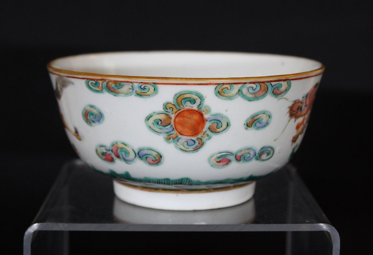 Bol Chinois Ancien Famille Verte au Dragon et Cheval, Marque Yongzheng-photo-2