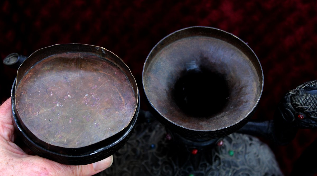 Massive Antique Tibetan Ritual Ewer With Avalokiteshvara (chenrezig), Buddhist Temple, C19th-photo-7