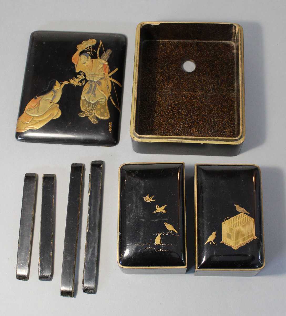 Antique Japanese Lacquered Suzuribako, Edo Period, Signed Chōchōsai, In Need Of Restoration-photo-3