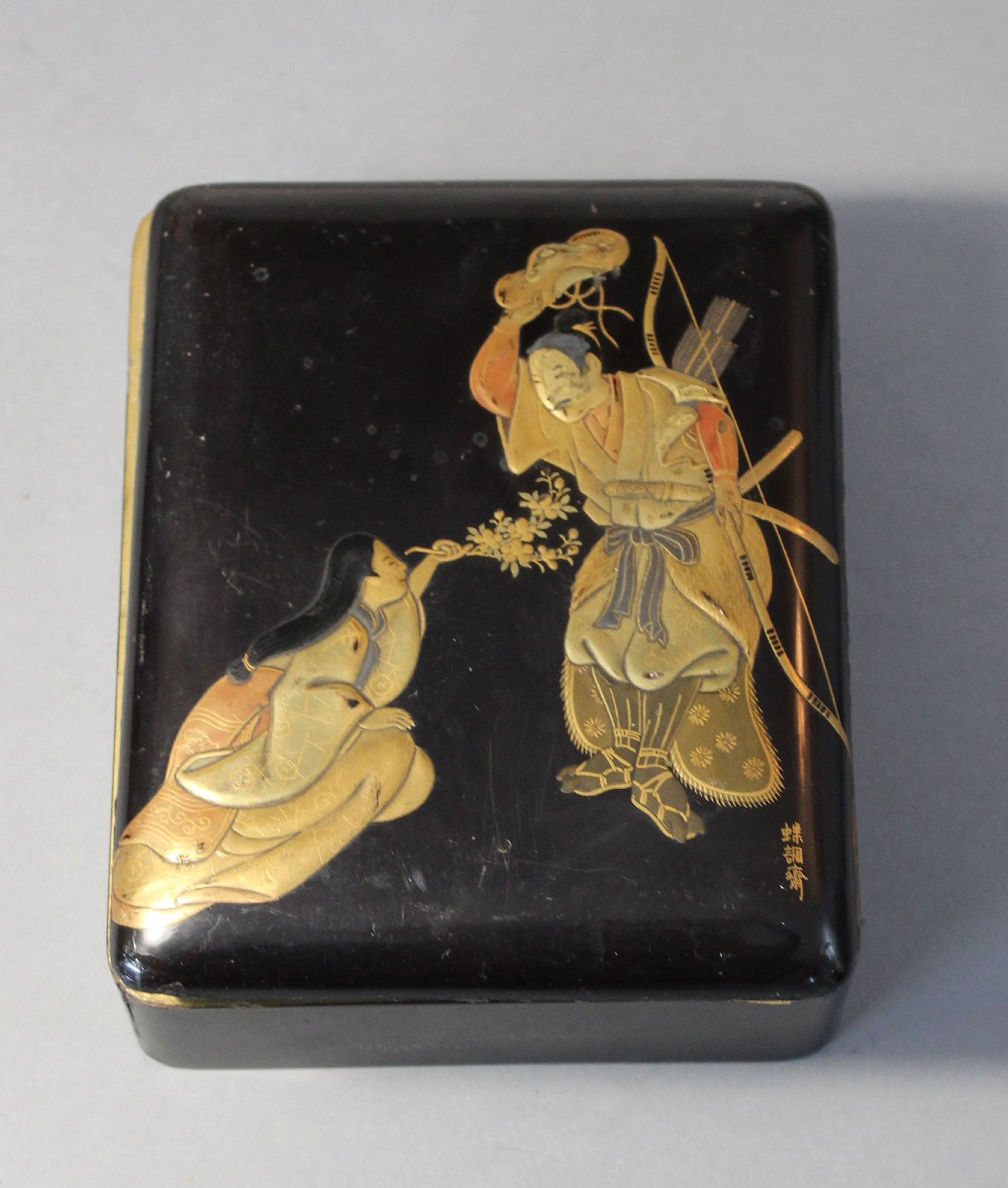 Antique Japanese Lacquered Suzuribako, Edo Period, Signed Chōchōsai, In Need Of Restoration
