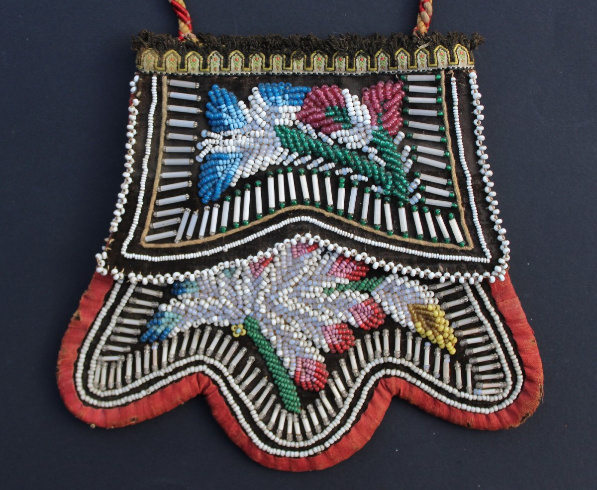 Sac à Main Amérindien Ancien Perlé Haudenosaunee (Iroquois), XIXe Siècle-photo-2