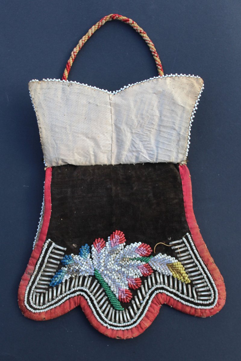 Sac à Main Amérindien Ancien Perlé Haudenosaunee (Iroquois), XIXe Siècle-photo-4