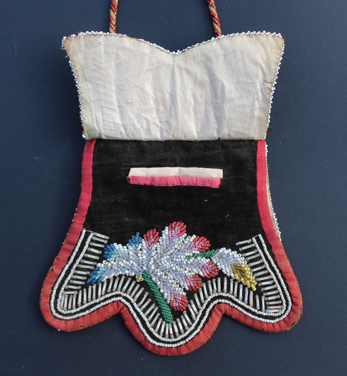 Sac à Main Amérindien Ancien Perlé Haudenosaunee (Iroquois), XIXe Siècle-photo-1