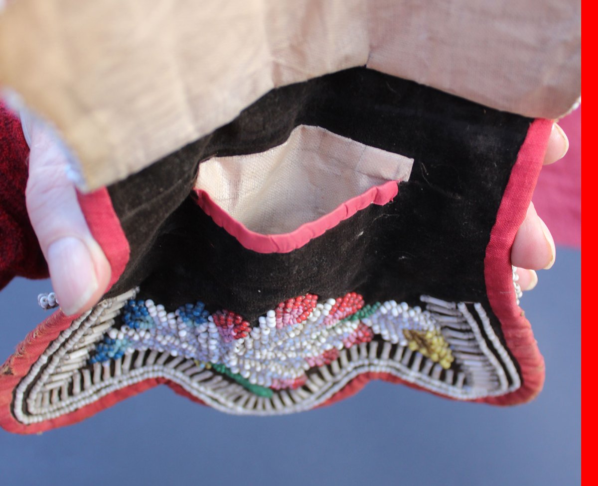 Sac à Main Amérindien Ancien Perlé Haudenosaunee (Iroquois), XIXe Siècle-photo-3