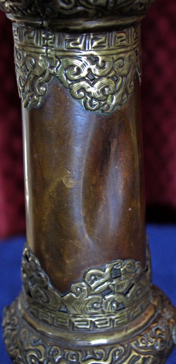 Antique Tibetan Trumpet (dungchen), Buddhist Monastic Ritual Temple Instrument, C20th-photo-6