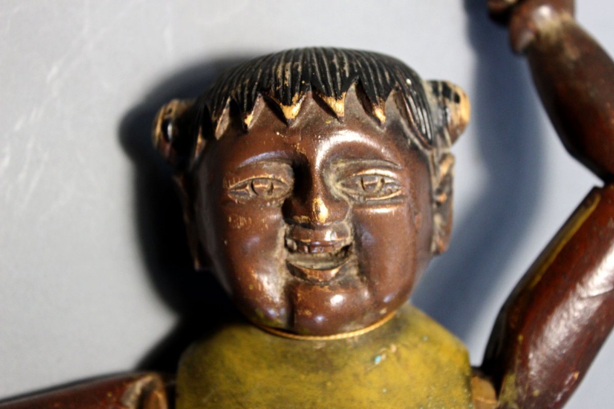 Antique Chinese Articulated Wooden Doll, Late Qing Dynasty, 19th Century-photo-4