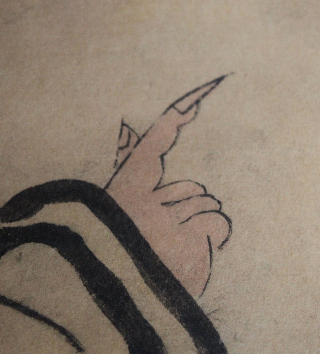 Grande peinture chinoise ancienne représentant un immortel, signée.-photo-4