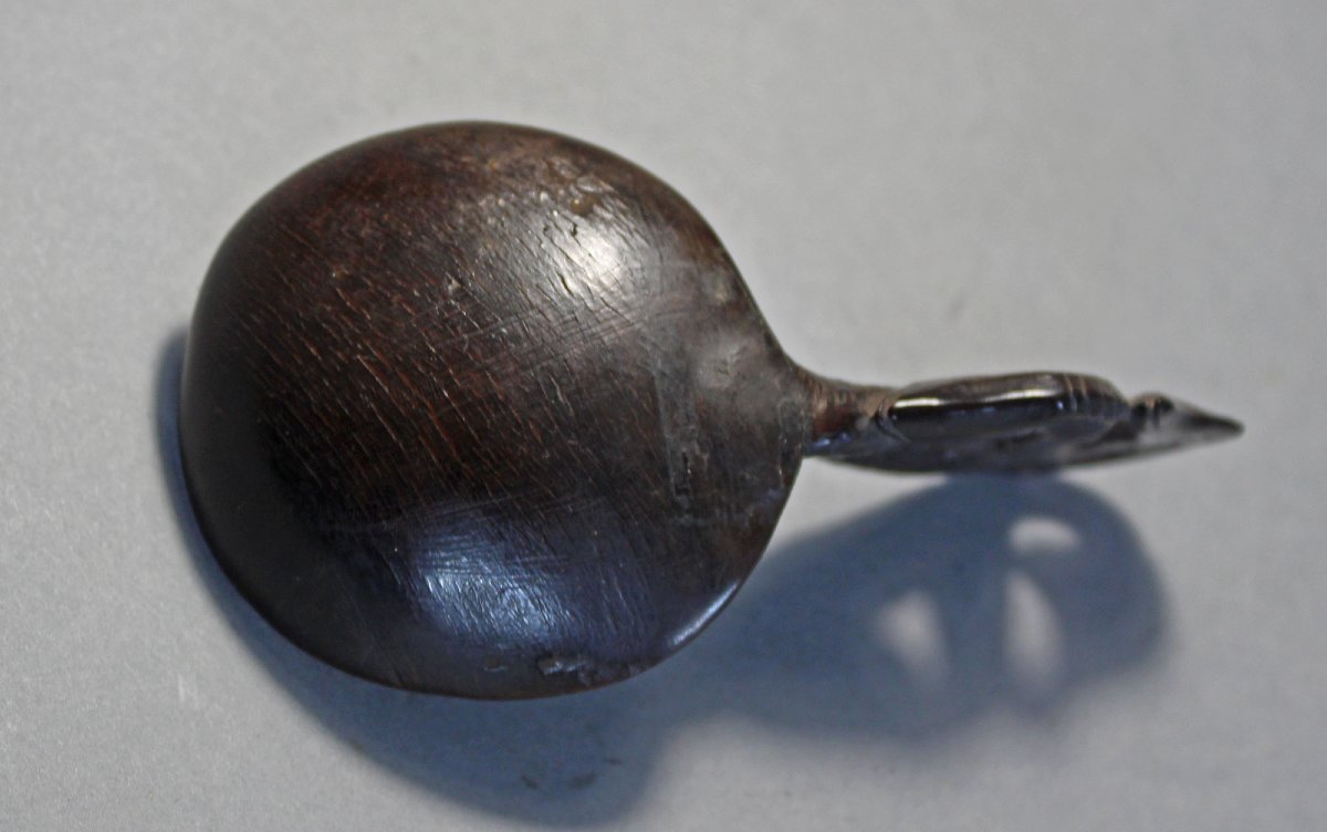 Antique Dayak Carved Horn Spoon With Bird Motif, Borneo,-photo-1