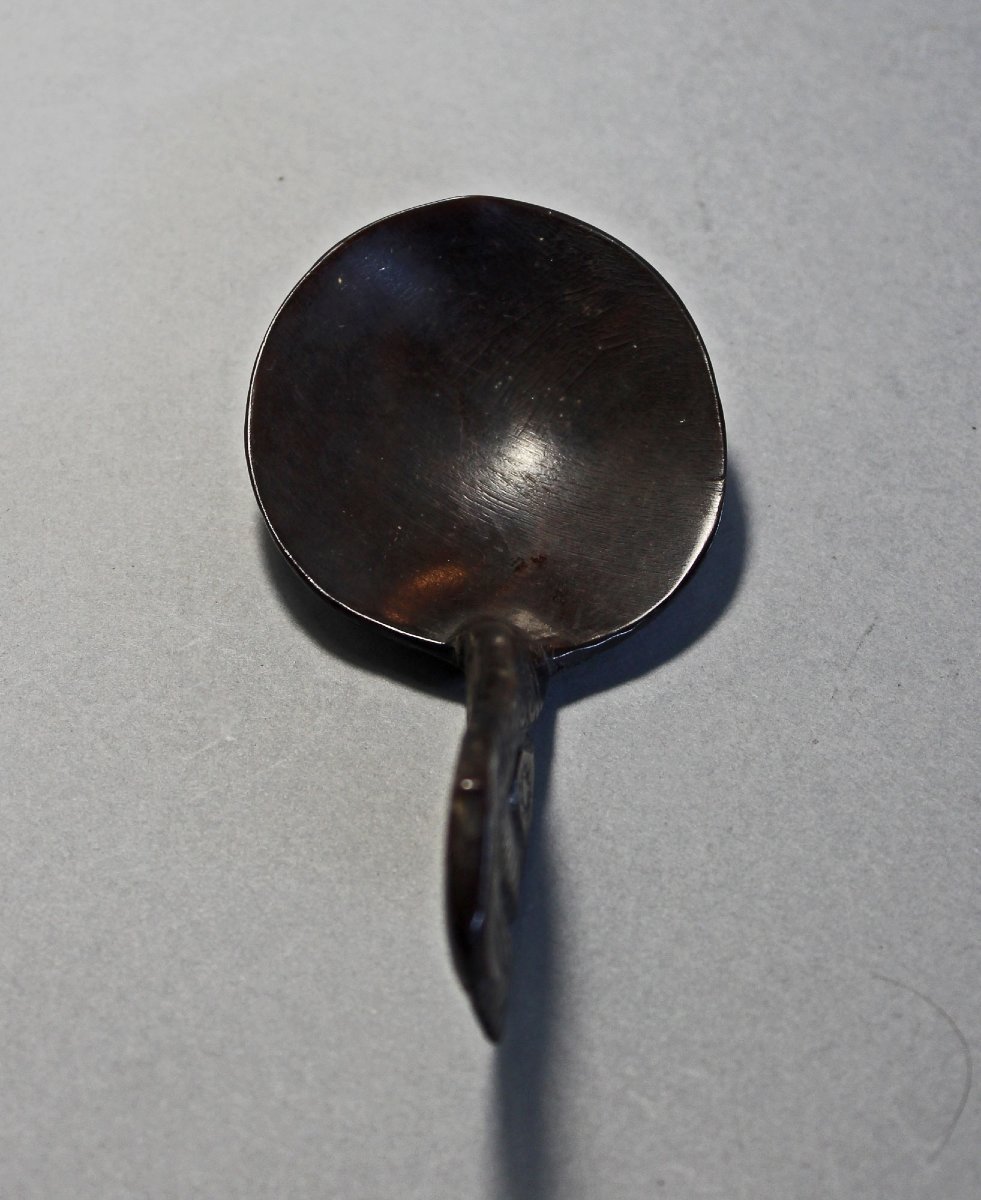 Antique Dayak Carved Horn Spoon With Bird Motif, Borneo,-photo-2