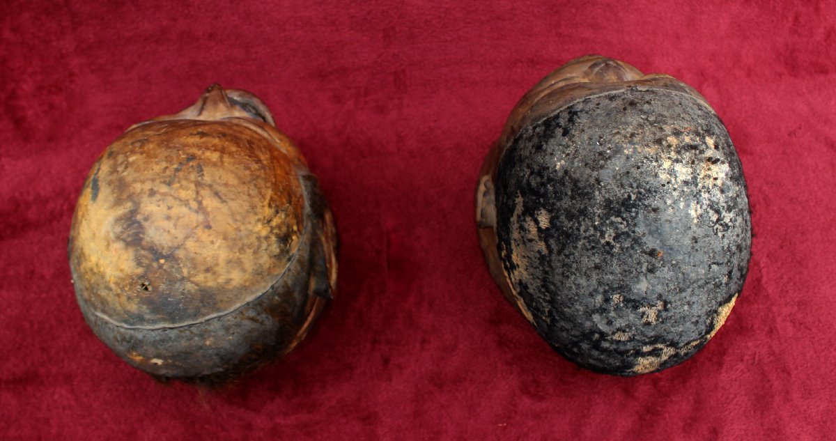 Paire Ancienne De Masques Casques Makonde (Lipiko) Tanzanie – Européen & Africain, Vers 1900-photo-4