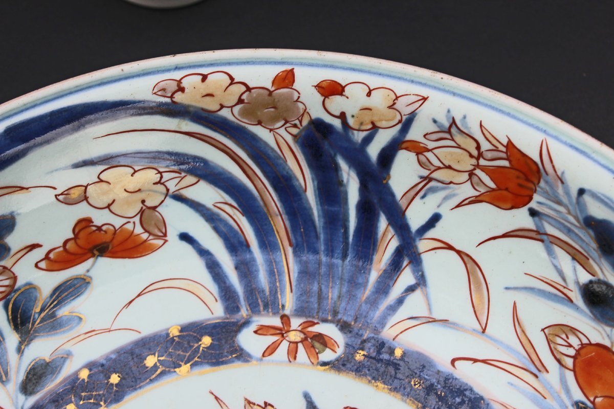 Large Antique Imari Arita Porcelain Dish, Japan, Vase And Fence, Edo Period 1680–1720-photo-4