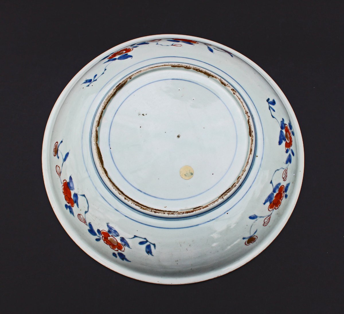 Large Antique Imari Arita Porcelain Dish, Japan, Vase And Fence, Edo Period 1680–1720-photo-1