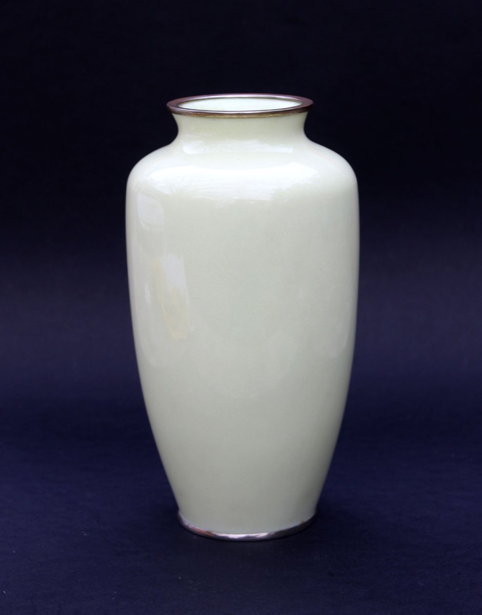 Antique Japanese Cloisonné Vase With Bird And Flower Decoration, Ando Workshop, Meiji-taisho Period-photo-2