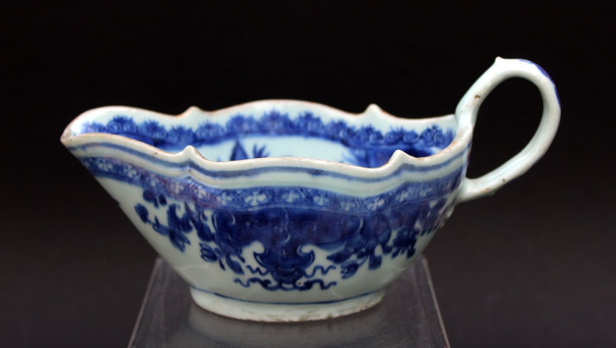 Saucière Compagnie des Indes En Porcelaine Bleu Et Blanc – Époque Qianlong XVIIIe”-photo-2