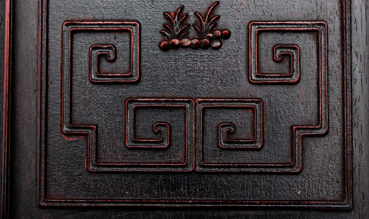 Paire De Panneaux Muraux Chinois Anciens En Bois Dur Sculpté Aux Phénix Oiseaux, Dynastie Qing-photo-2