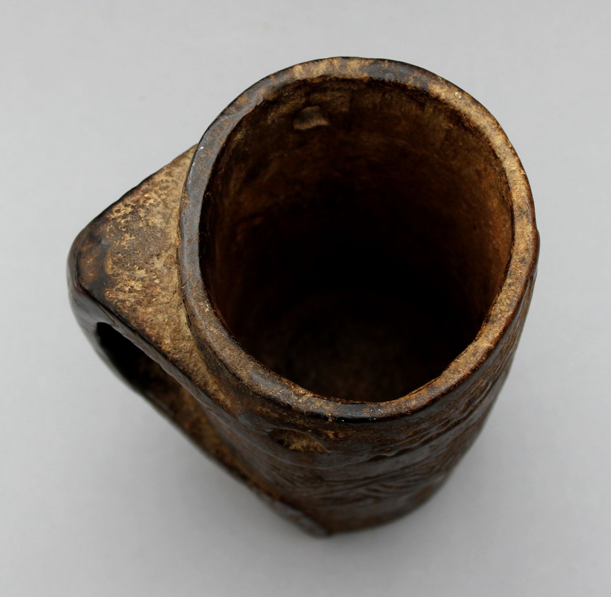 Antique Himalayan Carved Wooden Drinking Vessel Tankard, Nepal/tibet, 19th C-photo-4