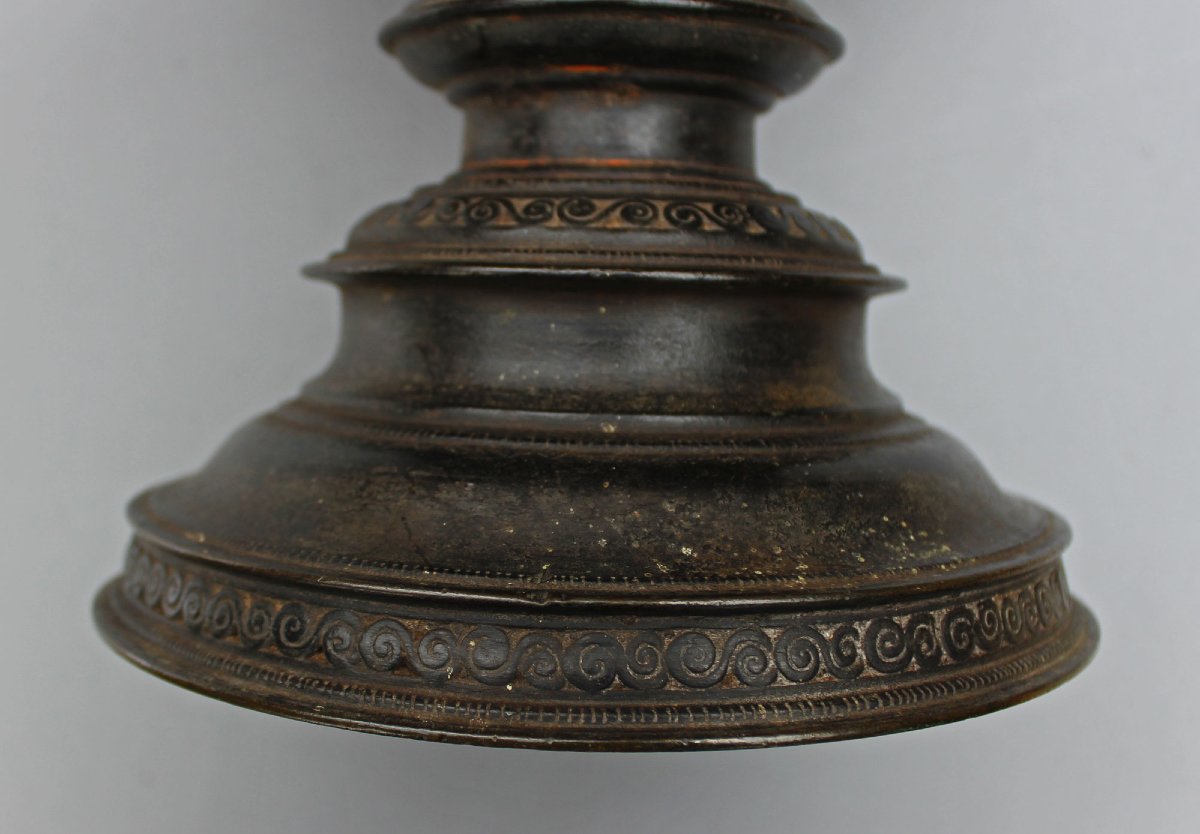 Serakkalaya Ancien En Bronze De Ceylan, Socle Rituel Kandyen Sri Lanka, XIXe Siècle-photo-1