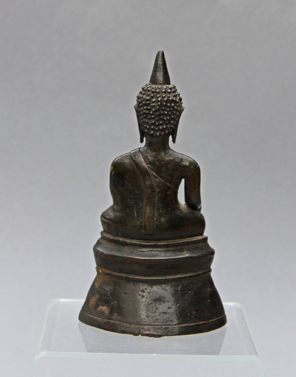 Ancient Bronze Buddha From Northern Thailand Or Laos, 17th Century-photo-3