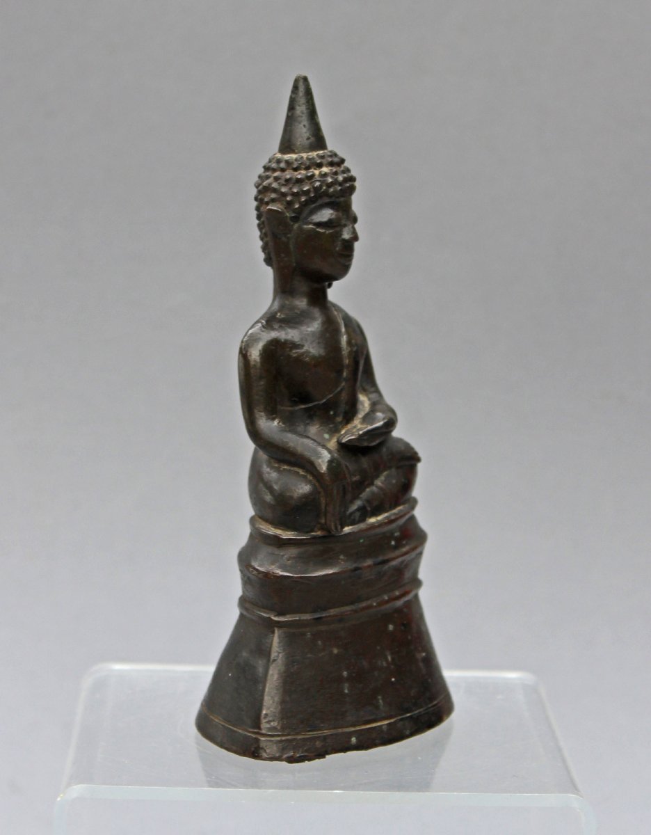 Ancient Bronze Buddha From Northern Thailand Or Laos, 17th Century-photo-4