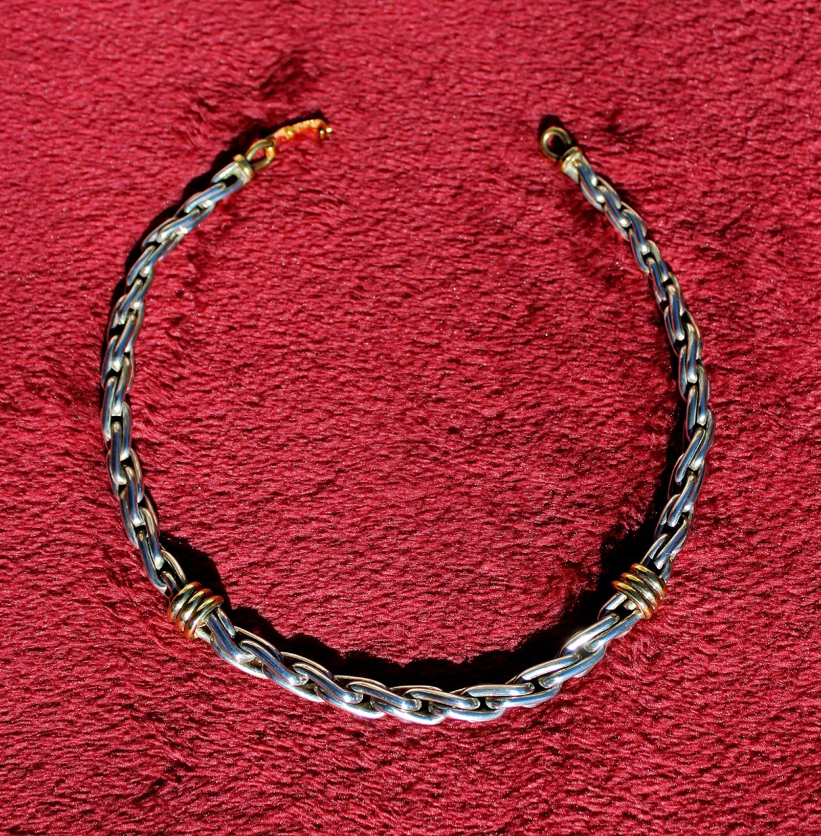 Collier Ancien TANE Mexique Argent Massif et Vermeil, Acapulco 1997, 160g