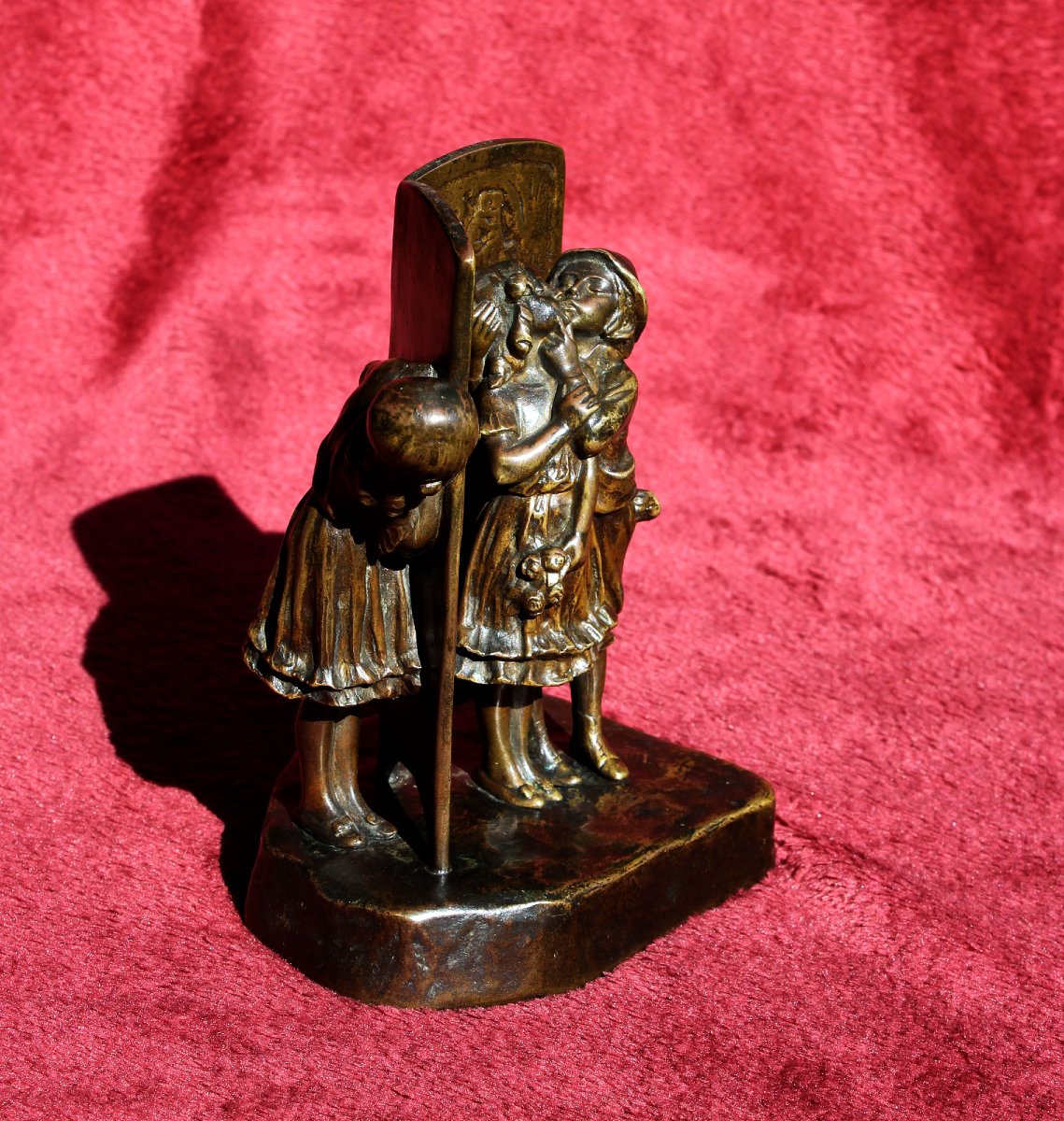 Antique Vienna Bronze Romantic Risqué Lovers & Voyeur By Tereszczuk C1900-photo-2