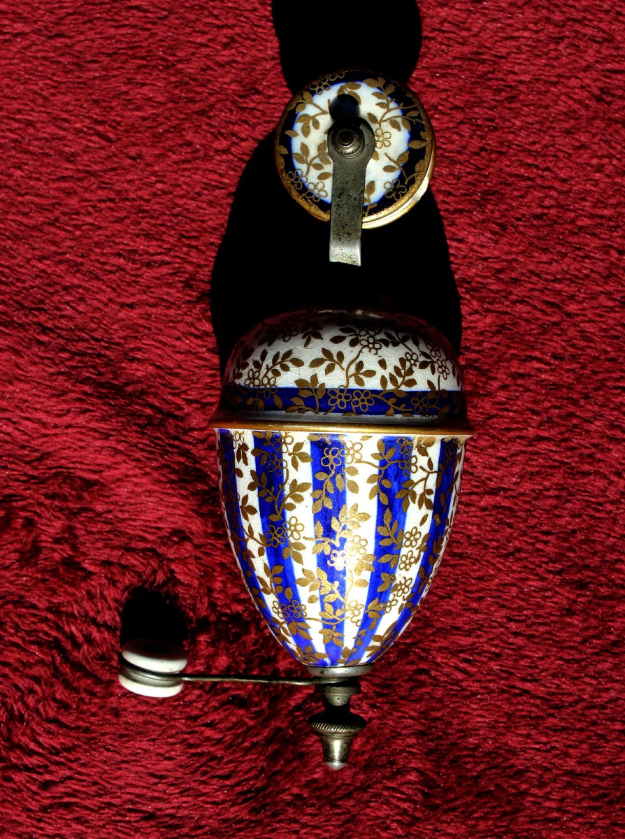 Antique French Porcelain Ceiling Light Counterweight Pulley, Sevres Style, C19th