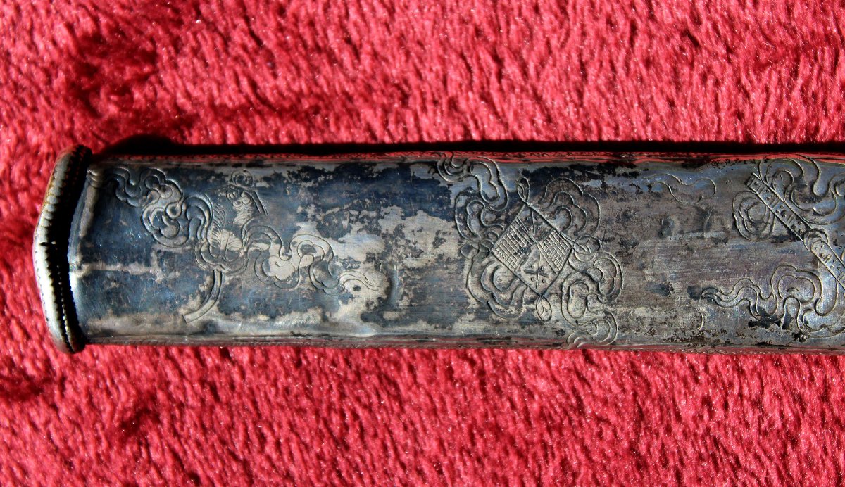 Dague Ancienne Bhoutanaise ou Tibétaine en Argent Ashtamangala et Dragons, XIXe Siècle-photo-3