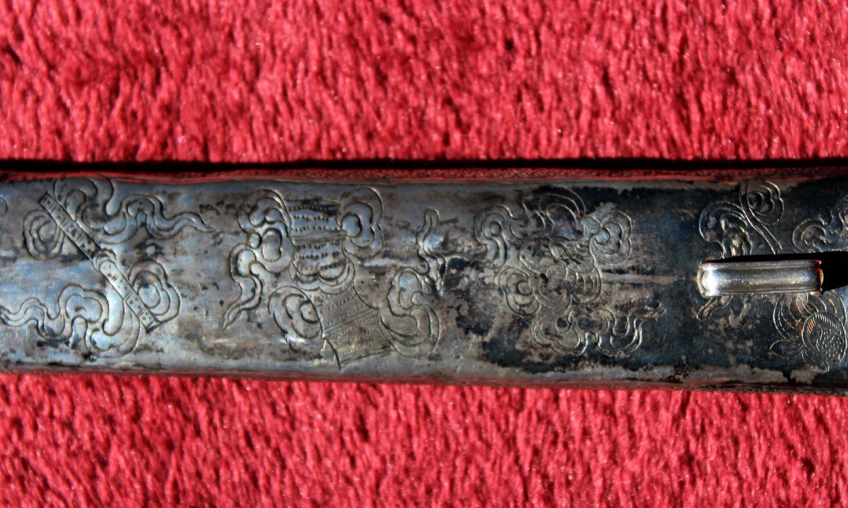 Dague Ancienne Bhoutanaise ou Tibétaine en Argent Ashtamangala et Dragons, XIXe Siècle-photo-4