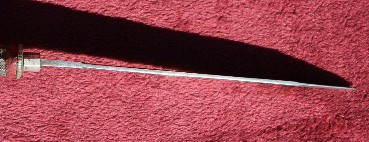 Dague Ancienne Bhoutanaise ou Tibétaine en Argent Ashtamangala et Dragons, XIXe Siècle-photo-7