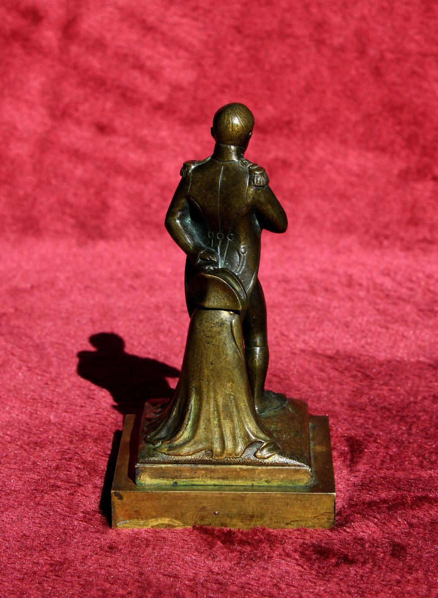 Sujet Ancien En Bronze Représentant Napoléon Bonaparte à Waterloo, XIXe Siècle-photo-3