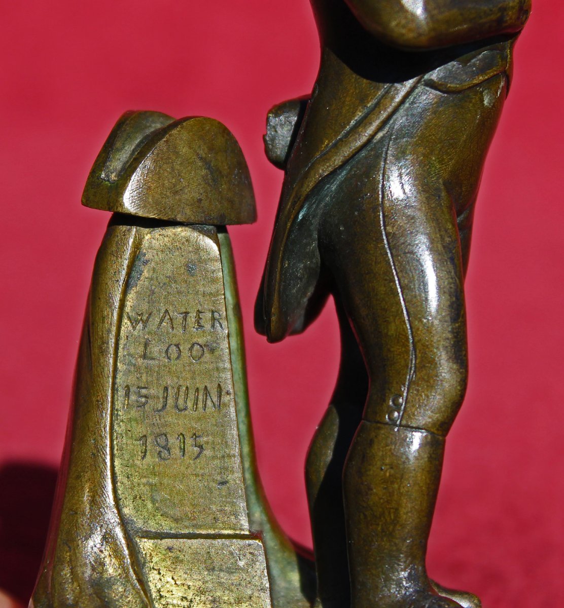 Sujet Ancien En Bronze Représentant Napoléon Bonaparte à Waterloo, XIXe Siècle-photo-1