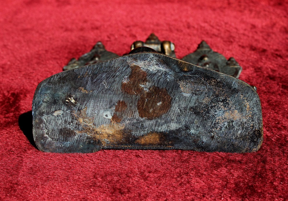 Panneau Votif Bouddhique Thaïlandais Ancien En Bronze Scène De Mérite, XIXe Siècle-photo-3