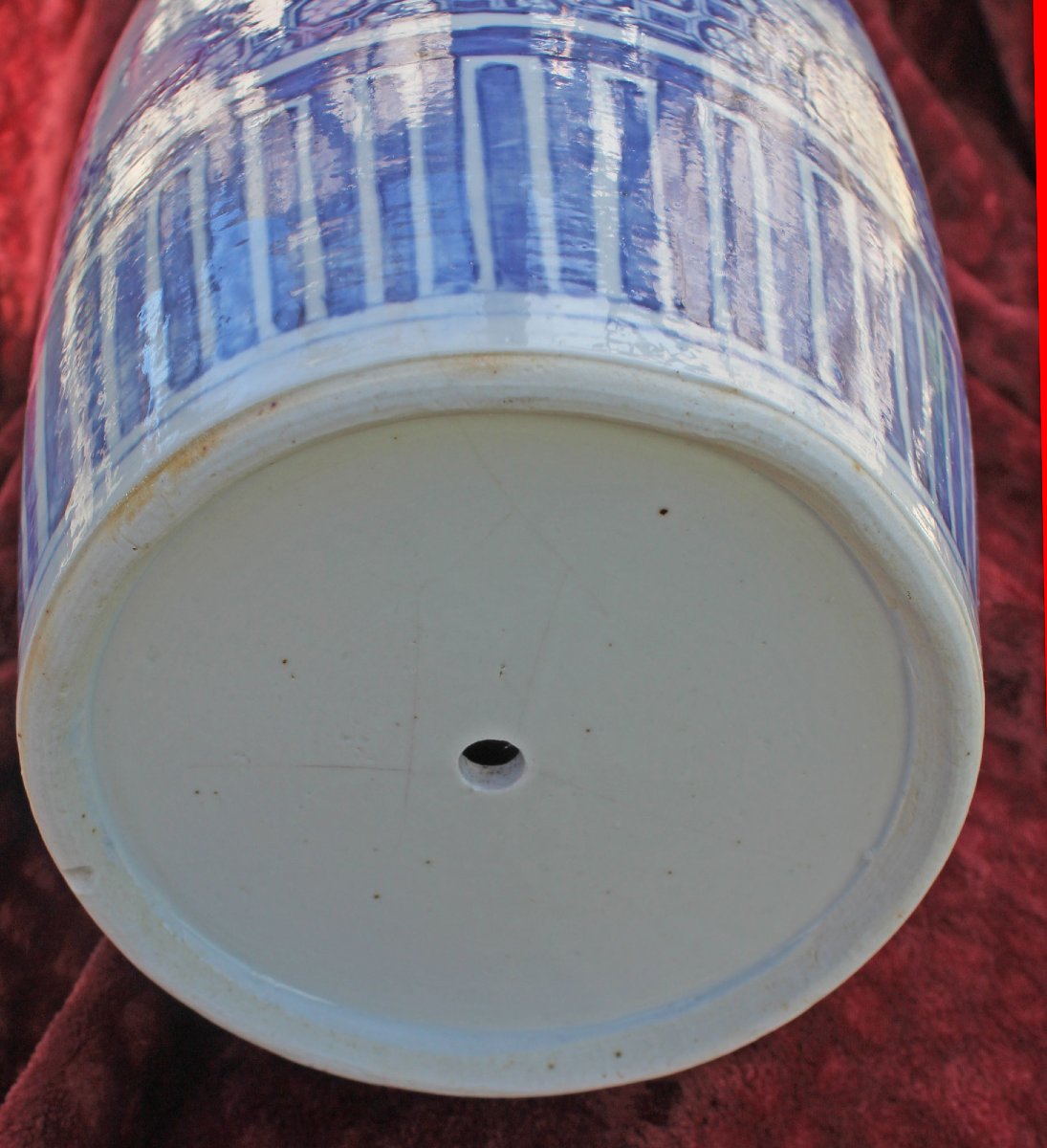 Grand vase décoratif ancien porcelaine chinoise bleue et blanche, lampe  Décoration intérieure-photo-7