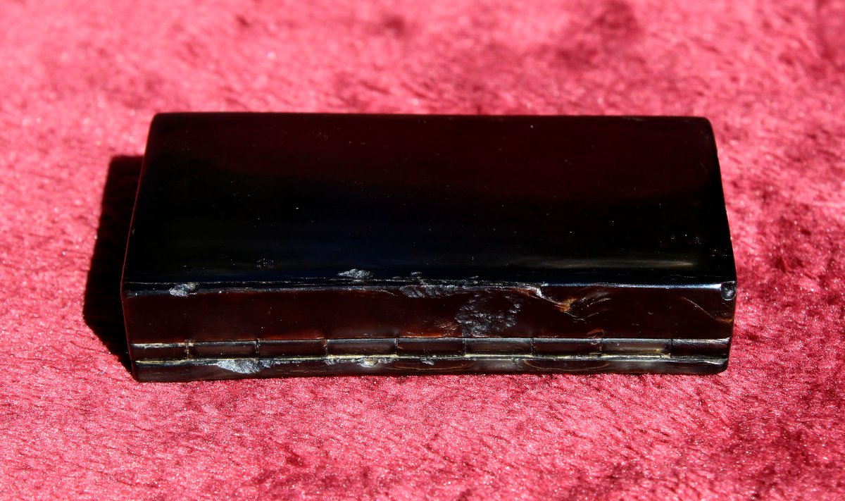 Antique Tortoiseshell Snuffbox, St. Helena, Napoleon's Exile, 19th Century-photo-1