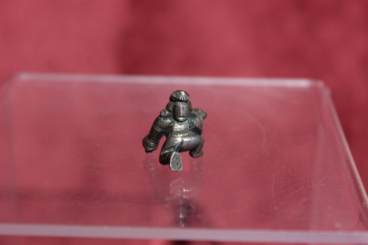 Miniature Dieu Hindou Krishna Enfant (Bal Krishna) Argent Massif, Inde XIXe-photo-3