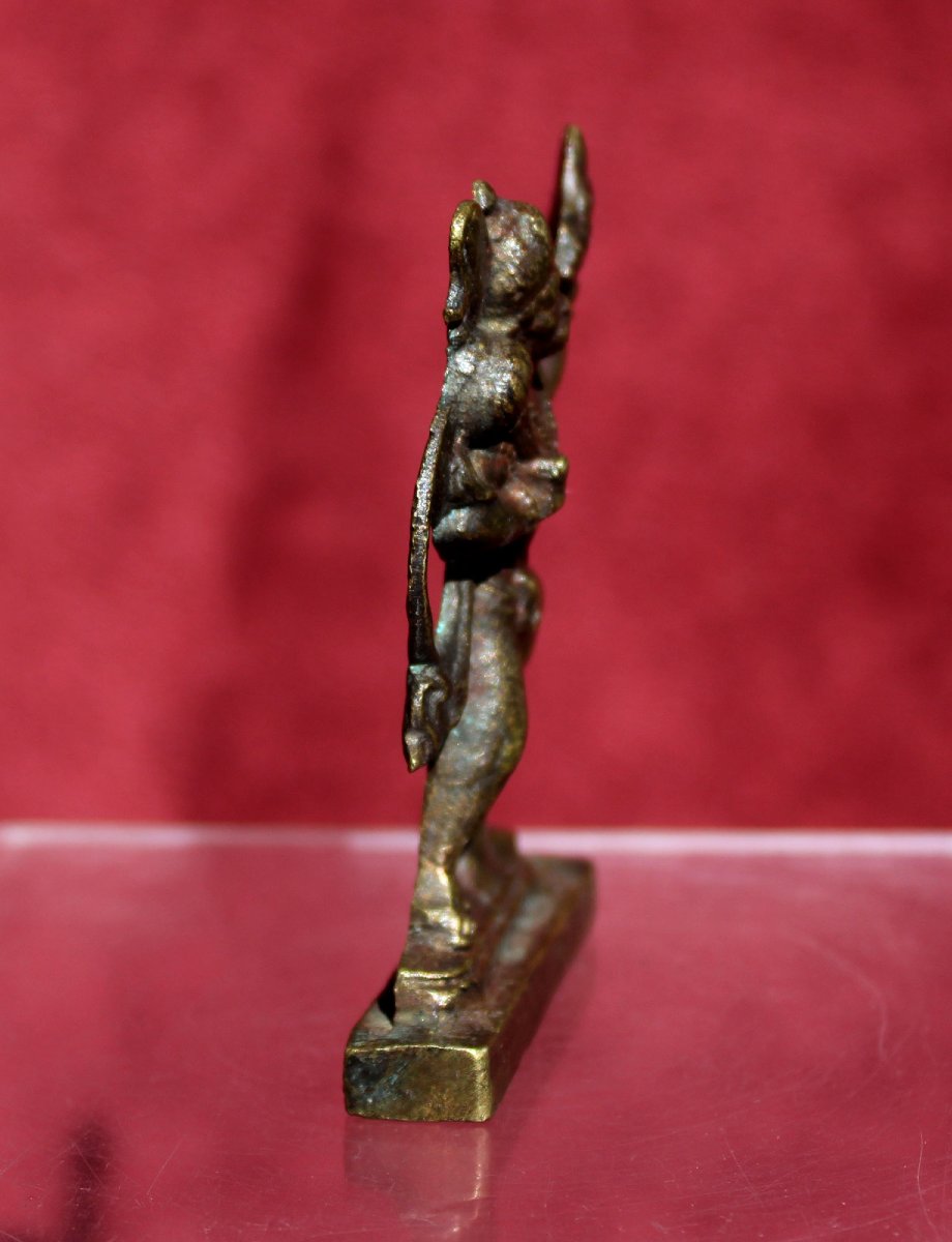 Antique Indian Bronze Hanuman Hindu Monkey God Carrying Mountain, 19th Century-photo-2