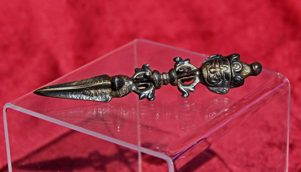Phurba (Kila) Bouddhiste Himalayen Tibétain en Bronze Ancien, Petite Taille Rare, XIXe Siècle-photo-2
