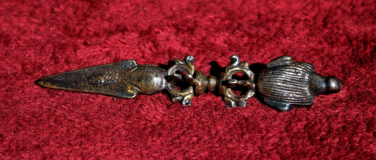 Phurba (Kila) Bouddhiste Himalayen Tibétain en Bronze Ancien, Petite Taille Rare, XIXe Siècle-photo-4