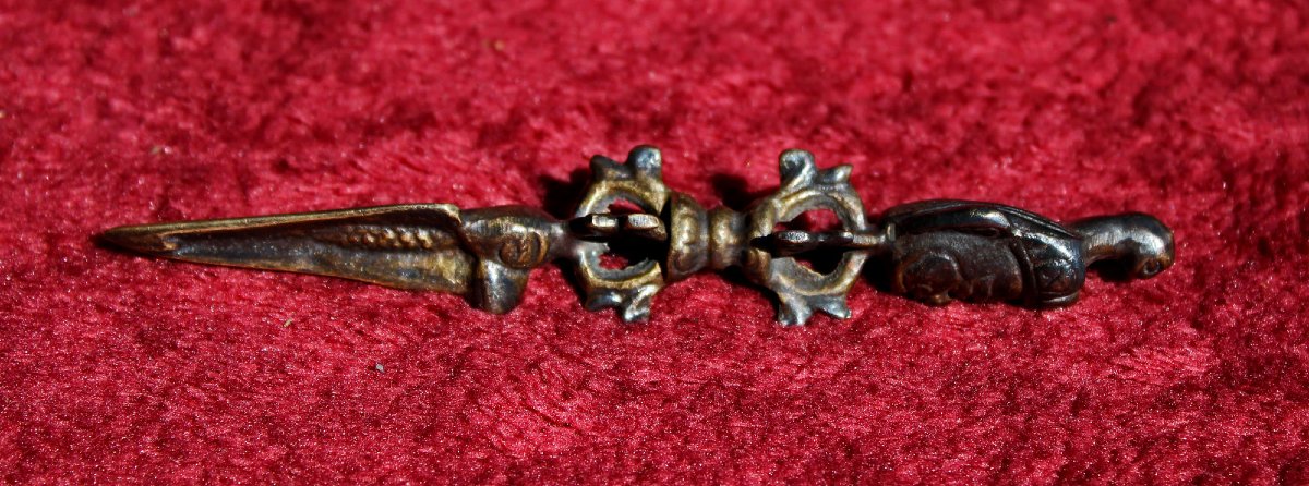 Phurba (Kila) Bouddhiste Himalayen Tibétain en Bronze Ancien, Petite Taille Rare, XIXe Siècle-photo-1